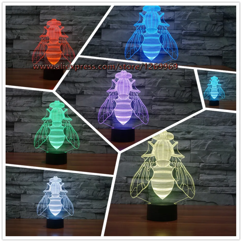 2017 животный Дом Fly 3D RC игрушки USB светодиодный светильник RGB 7 цветов меняющийся