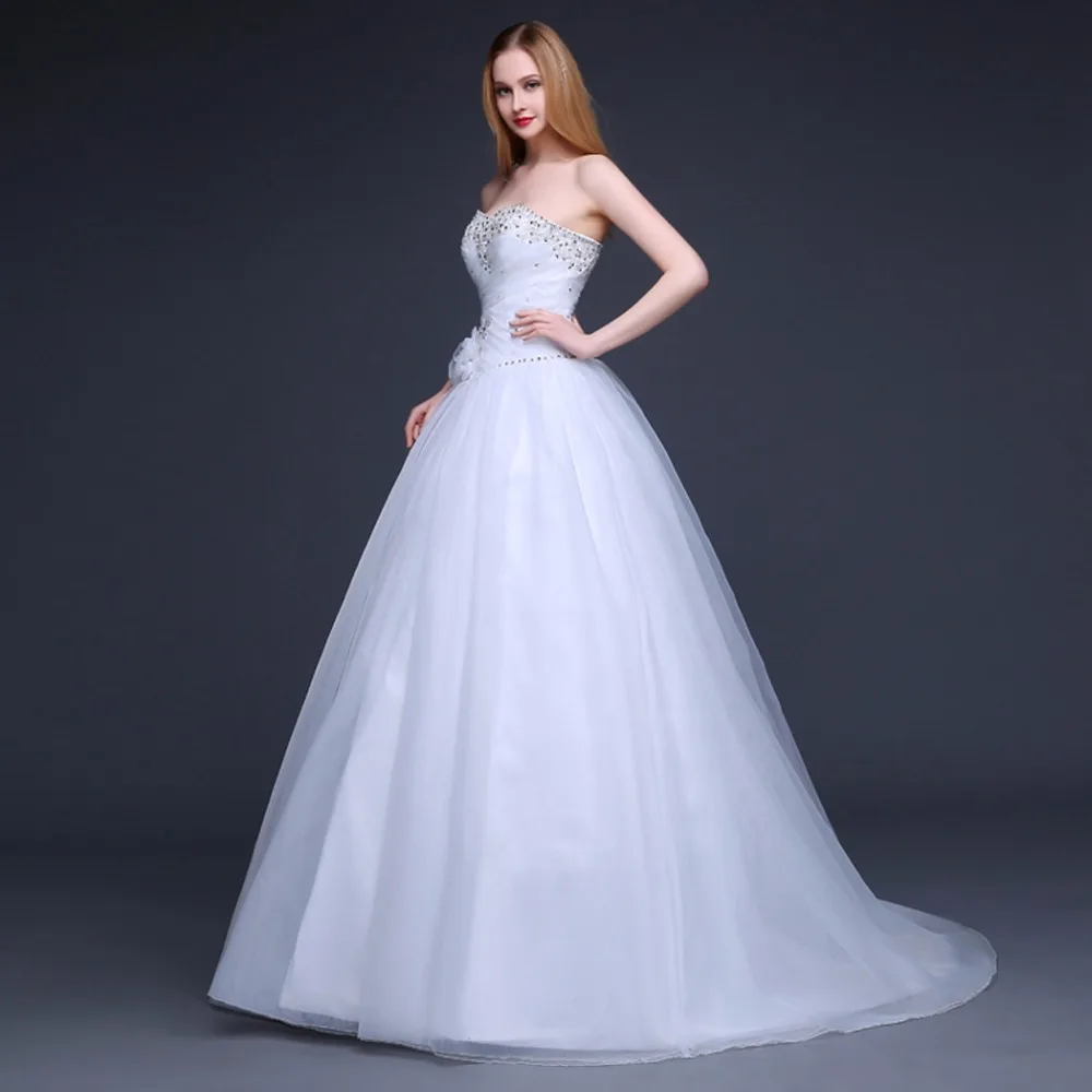 Элегантный халат де mariée Милая шеи A Line торжественные платья аппликации из бисера