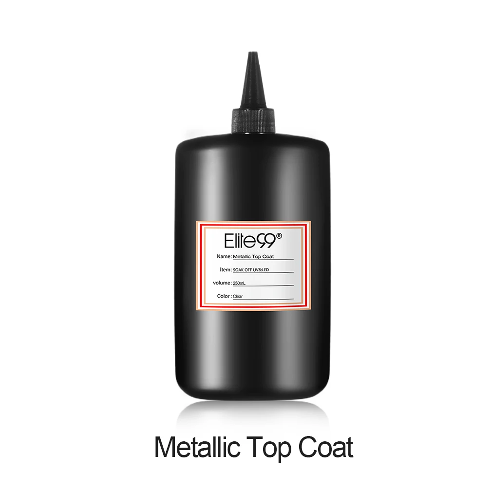 Metallic Top Coat Elite99 250 мл металлическое усиленное матовое верхнее Базовое покрытие воздушная сухая грунтовка протрите и не протрите отмачивайте УФ Гель-лак гель-лаки для дизайна ногтей - Цвет: Metallic Top Coat