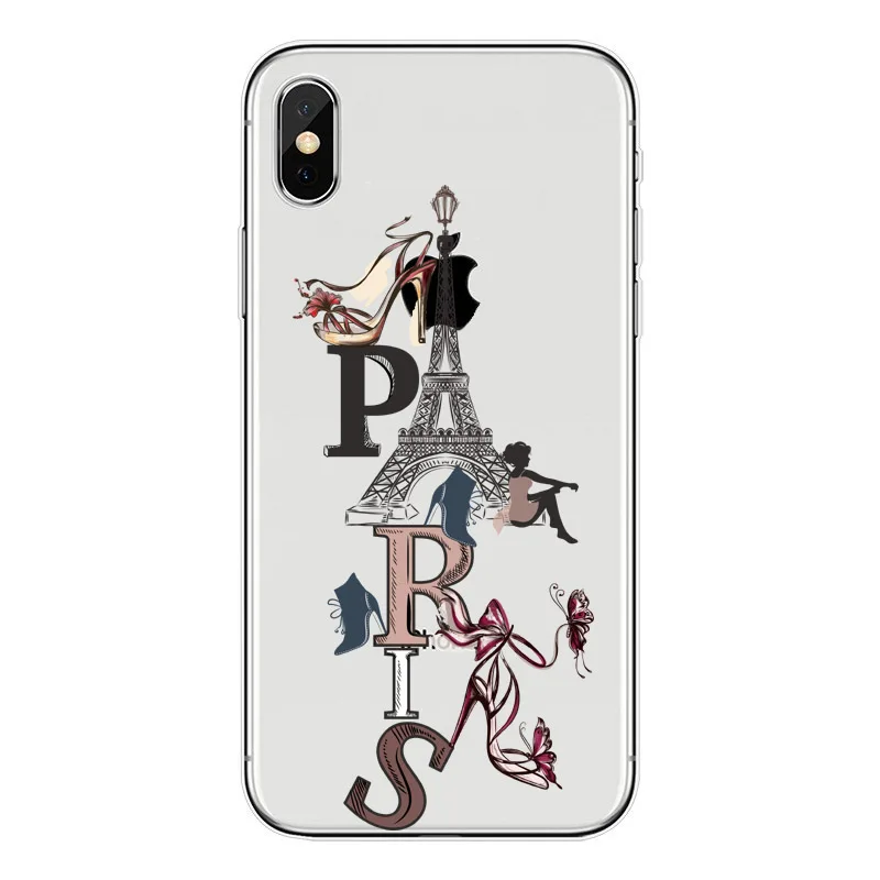 Для iPhone X 10 5,8, мягкий чехол из ТПУ с Эйфелевой текстурой для iPhone 6, 6 S, 7, 8 Plus, 5S, SE, 7, 8, Париж, Vogue, Роскошный прозрачный силиконовый чехол для телефона - Цвет: TPU