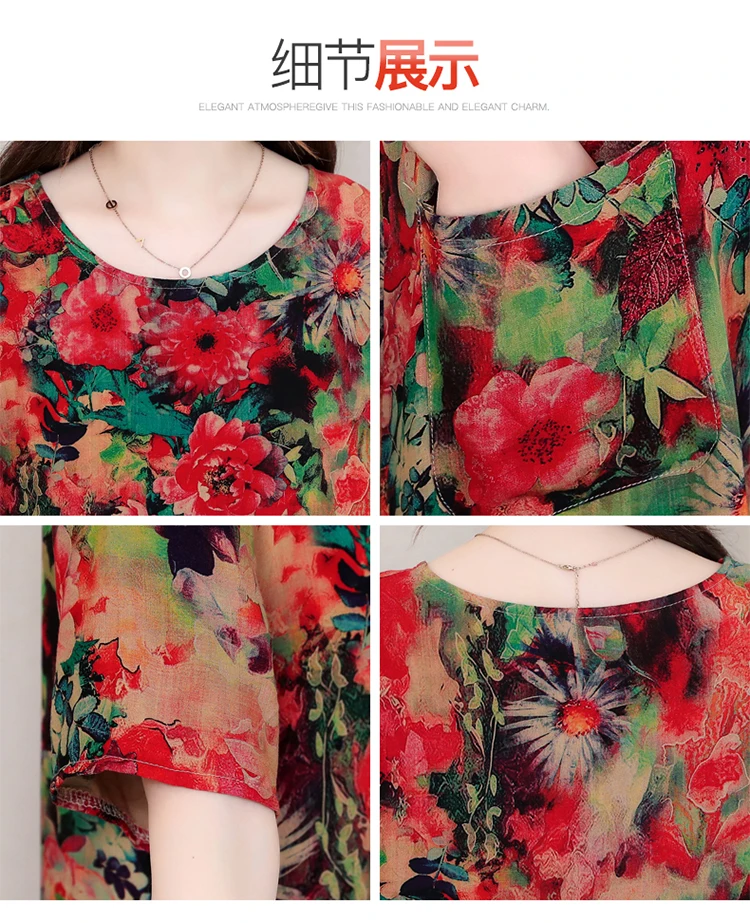 vestido de festa платье женское летнее Модное Новое Женское хлопковое Цветочное платье с круглым вырезом и коротким рукавом размера плюс