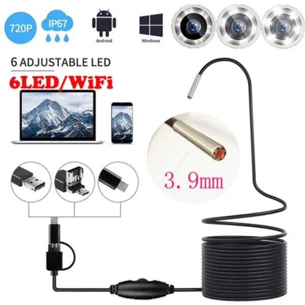 HD Водонепроницаемый WiFi эндоскоп осмотр 6 LED камера для iPhone Android ПК iPad |