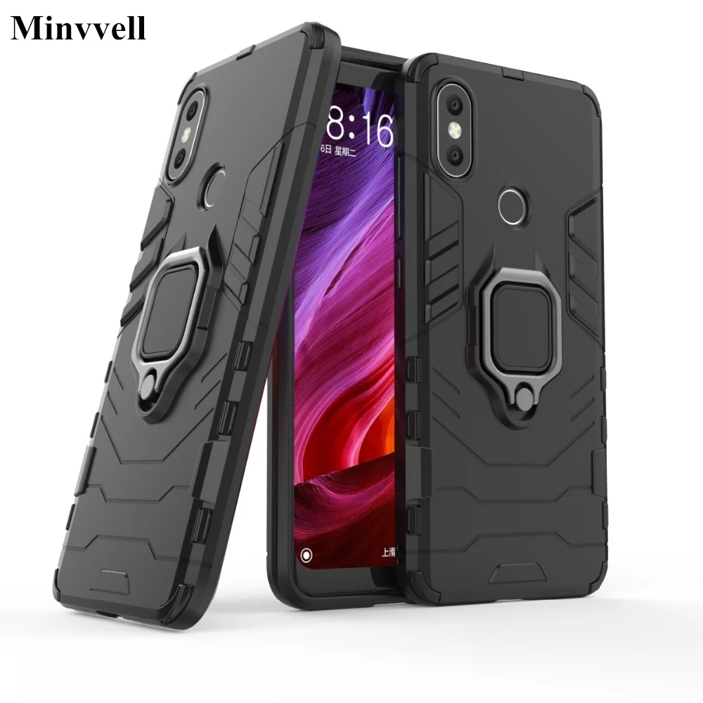 

Luxury Shockproof armor case For xiaomi mi 8 5X A1 6X A2 redmi note 5 case with ring stand For Xiaomi Max 3 Car Magnetic Holder