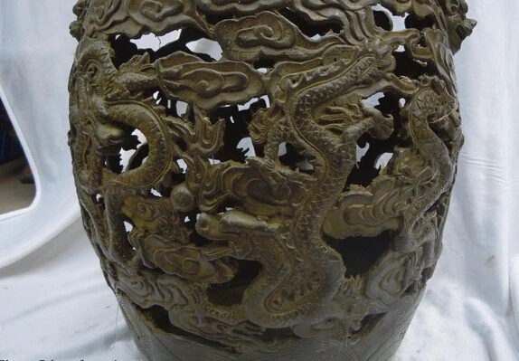 2606 китайская Бронзовая Резная Статуя Скульптуры Из Двух Драконов | Дом и сад