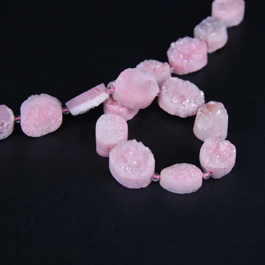 Approx16 шт/прядь розовый натуральный кварц Druzy овальная плита самородок бусины руг