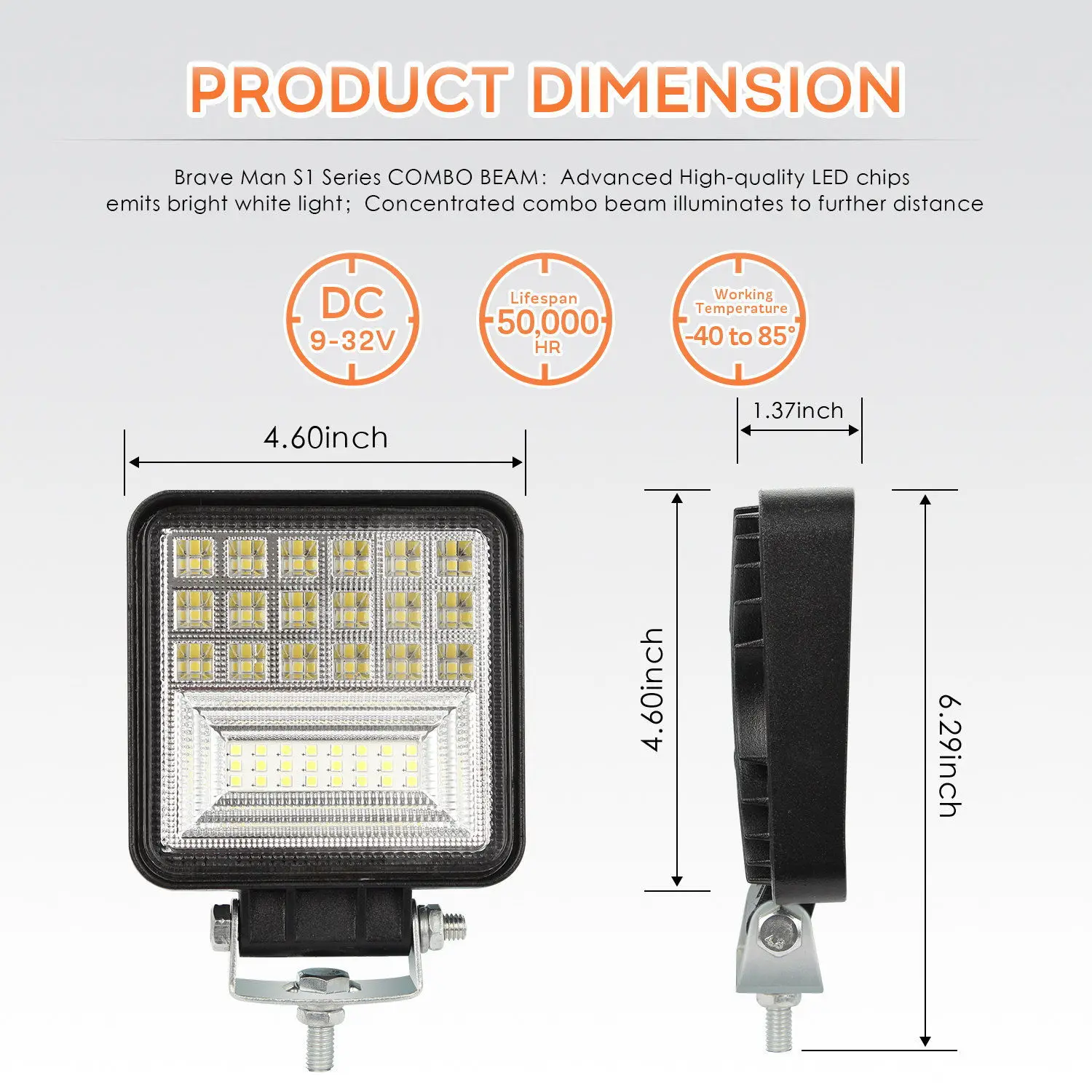 48W 6000K 40000LM 45LED рабочий свет балка прожекторного луча внедорожника вождения