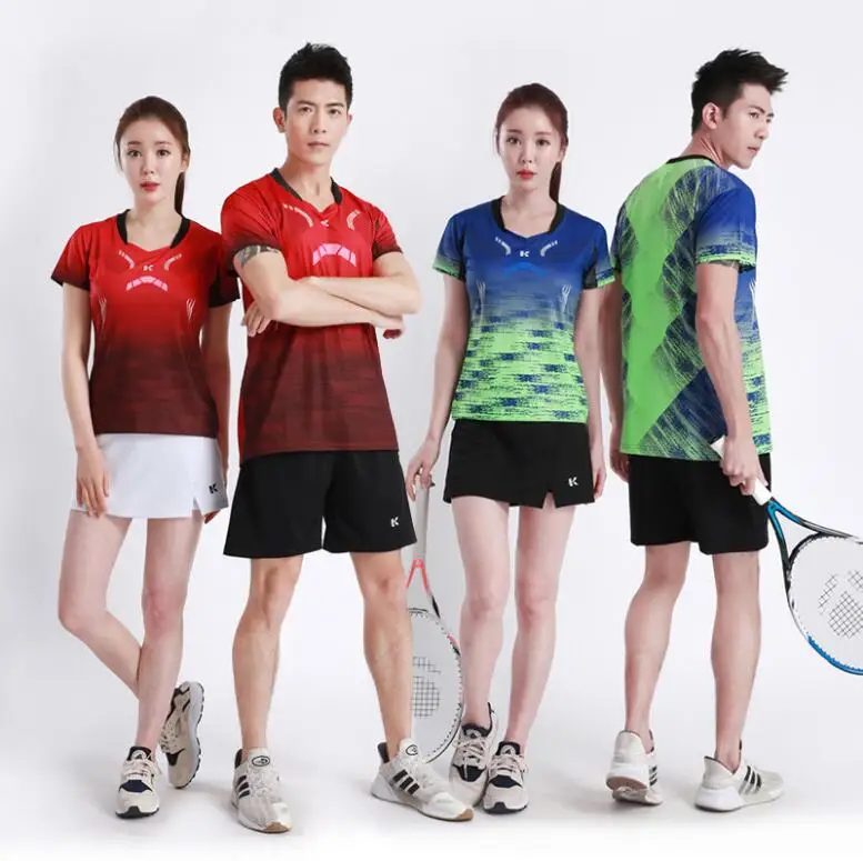 Новая футболка для бадминтона шорты мужчин/женщин рубашки с коротким рукавом