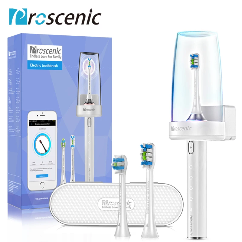 Proscenic Sonic электрические зубные щётки USB перезаряжаемые с 2 шт. DuPont Замена время
