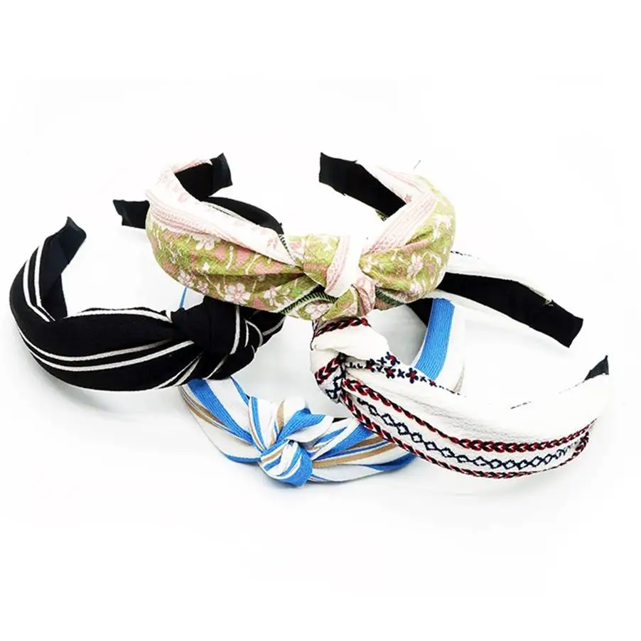 

1PC HOT Knot Turban Hairbands Elastic Headbands for Women Girls Fabric Floral Hair Accessories Headwear Hair Hoop Band
