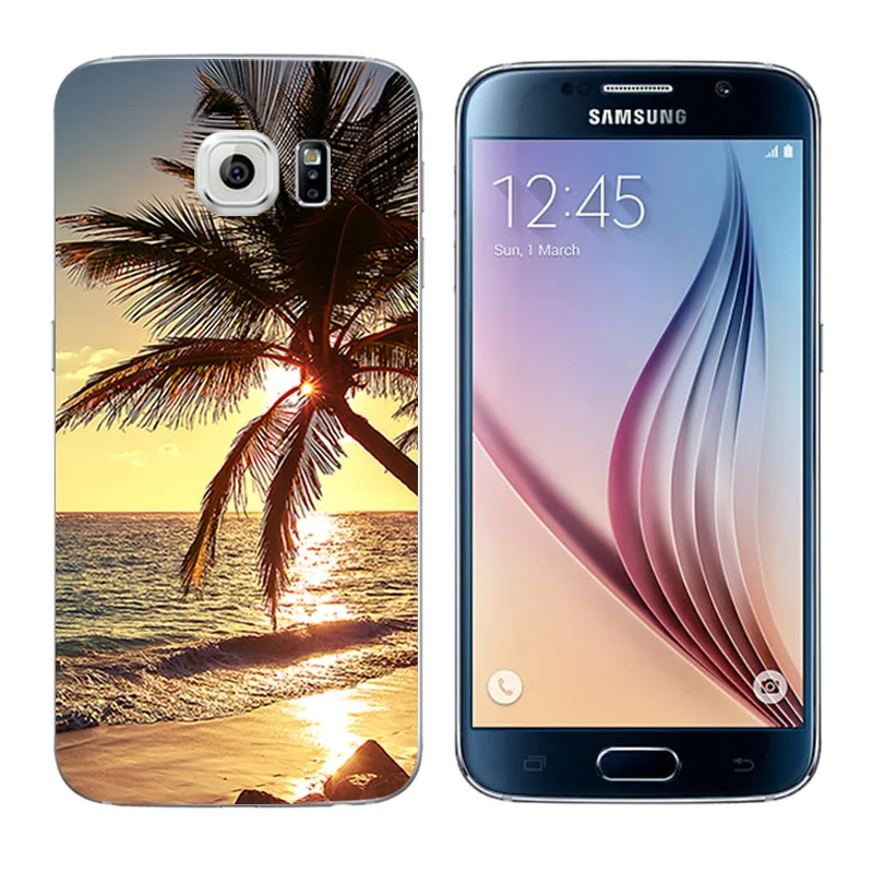 Ультратонкий Мягкий силиконовый черный чехол для Samsung Galaxy S6 s 6 с принтом сосны Fundas