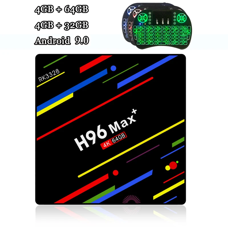 ТВ приставка H96 MAX Plus на Android 8.1 от RUIJIE смарт с четырехъядерным процессором RK3328 4 ГБ