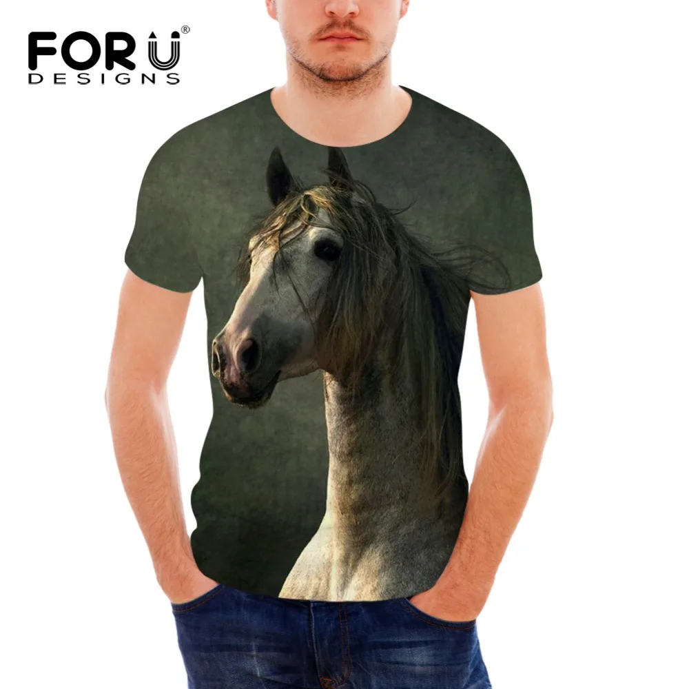 FORUDESIGNS/оптовая продажа Футболка с принтом конского волоса для мужчин удобная