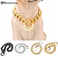 15mm strong pet dog collar stainless steel pubby pitbull training choke chain collars for large dogs pitbull bulldog necklace