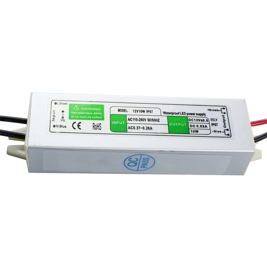 IP67 Водонепроницаемый СВЕТОДИОДНЫЙ Драйвер DC12V 10 Вт Питания AC100-260V для Адаптер