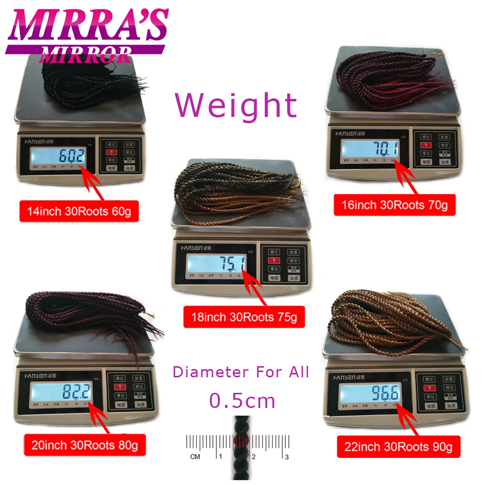 Mirra's Mirror 30 корней Сенегальские крученые волосы для вязания крючком