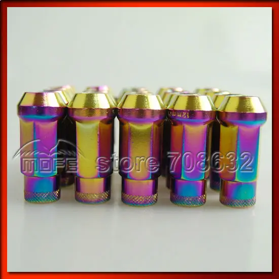 Оригинальный логотип 20 шт. Neo Chrome 48 мм стальные Гоночные Колесные гайки для Toyota Ford