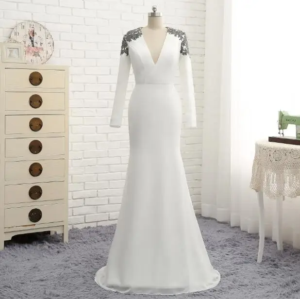 Vestidos De Festa Longo длинный белый вечернее платье Русалка шифон с Кружево Элегантный