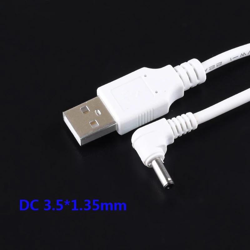 White L Shape Разъем питания постоянного тока USB преобразует в 3,5*1,35 мм/DC 3,5*1,35 Белый Черный l-образный прямоугольный разъем со шнуром соединительный кабель - Цвет: White L Shape