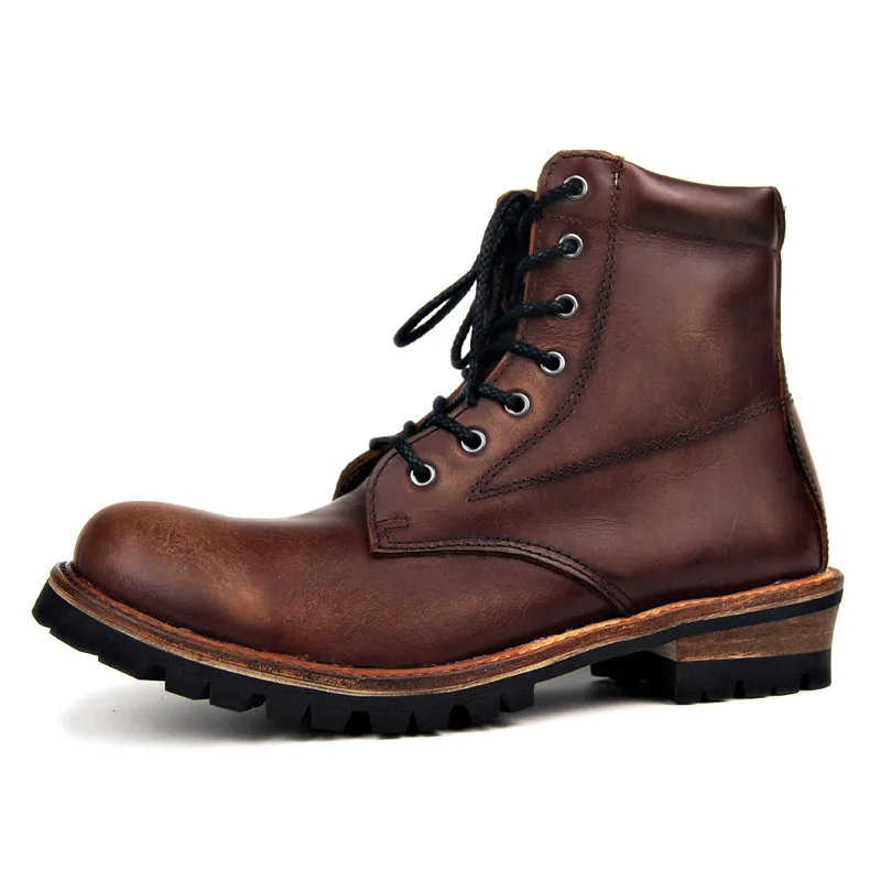 Ботинки из натуральной кожи ручной работы в стиле милитари мотоциклетные