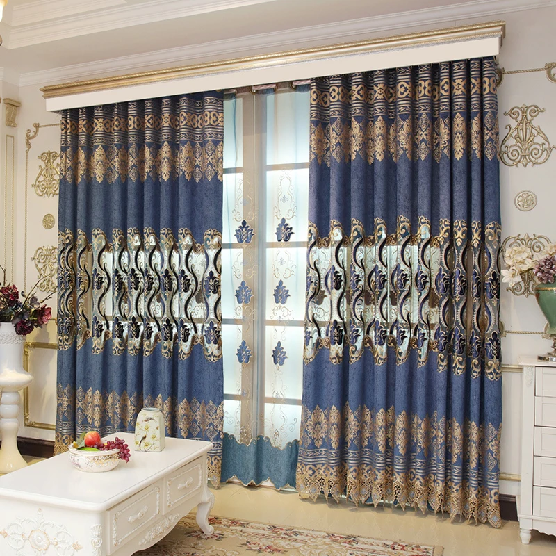 Роскошная бархатная вышитая занавеска s для гостиной Классическая