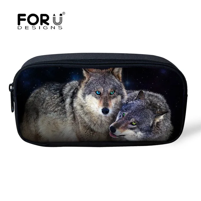 FORUDESIGNS косметички 3D печати волк для мальчиков канцелярские организатор сумка небольшая косметичка пенал Для мужчин школы Применение - Цвет: CC3711K