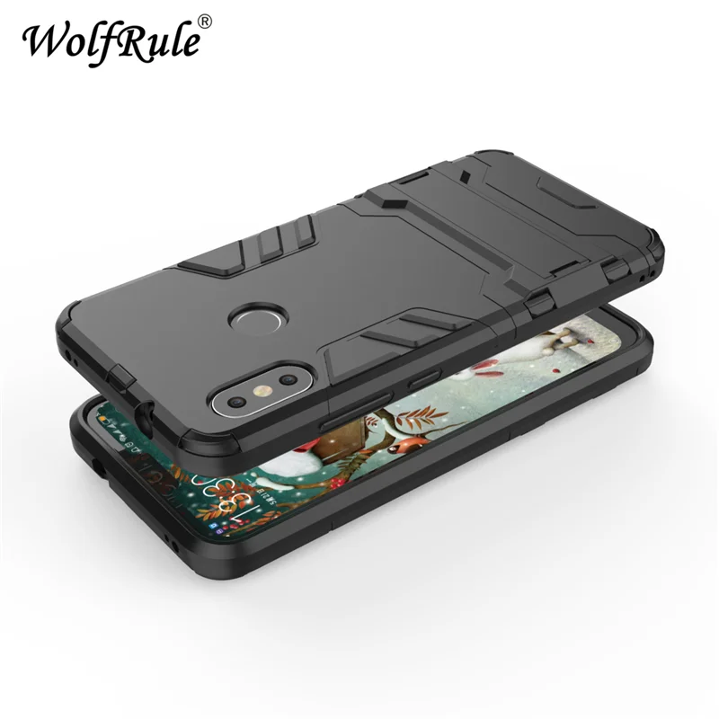 Чехол wolfrole для Xiaomi Redmi 6 Pro резиновый + жесткий пластиковый чехол с подставкой Fundas Mi