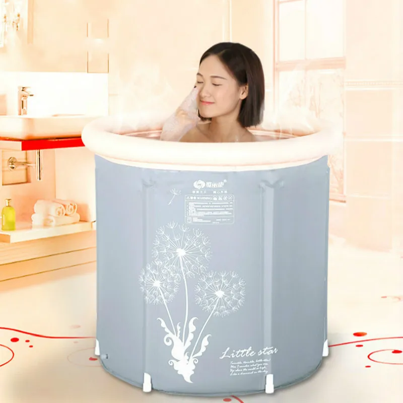Korean Style Insulation Bath barrel Adult Household Folding Bracket Plastic Bathtub Full Body Thickening Heat Preservation | Дом и сад