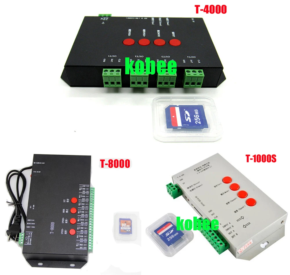 Программируемый T-1000 T-4000 T-8000 SD карты RGB светодиодный пиксель контроллер для WS2801