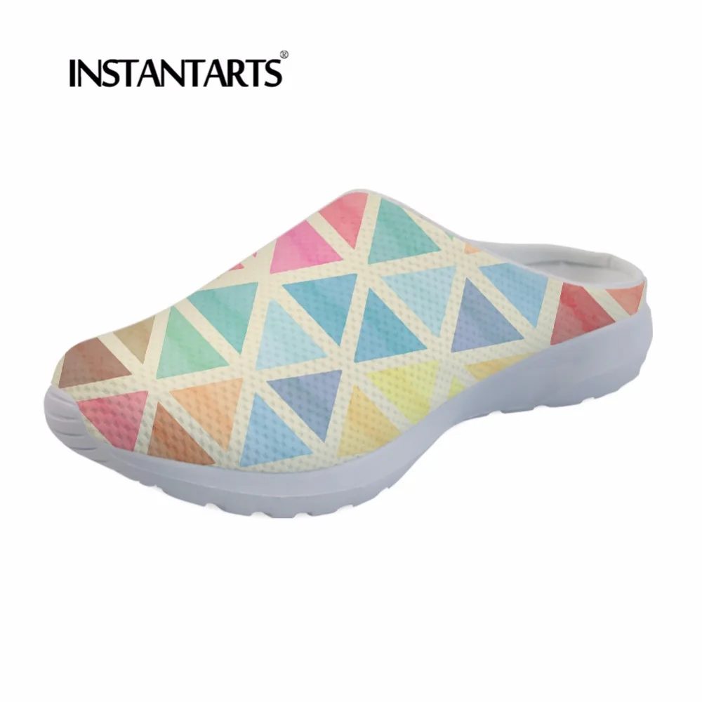 

Бренд INSTANTARTS дизайн 3D с геометрическим принтом, женские сандалии на танкетке; Сезон лето обувь на плоской подошве из сетчатого материала на ...