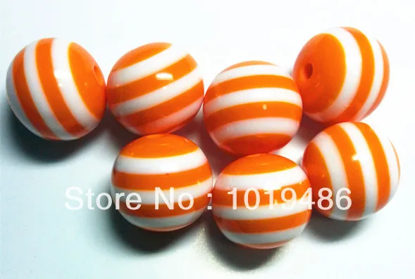 Free shipping!100pcs Orange 20mm striped resin beads gumball style for chunky neckalce | Украшения и аксессуары