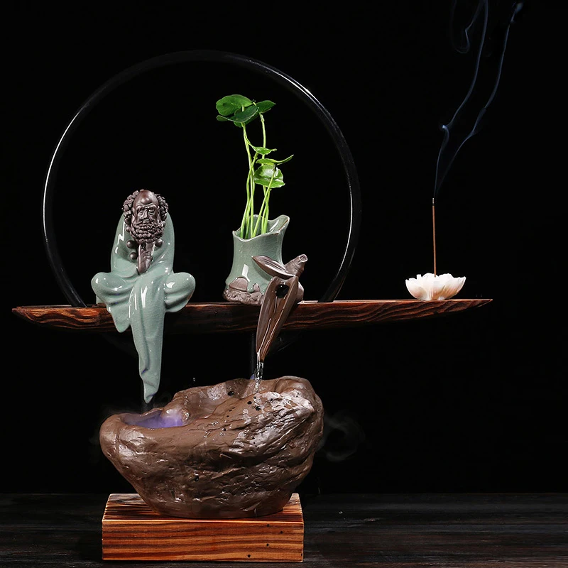 Керамический светодиодный фонтанчик для воды Zen style настольный распылитель