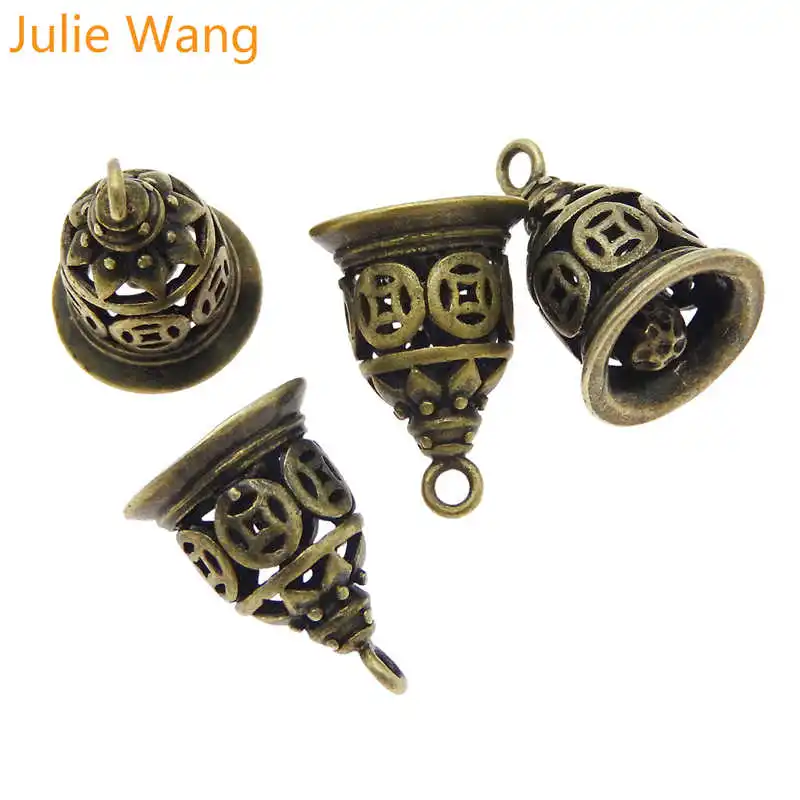 Julie Wang 4 12 шт. медные колокольчики античные бронзовые золотые без звука Ожерелье