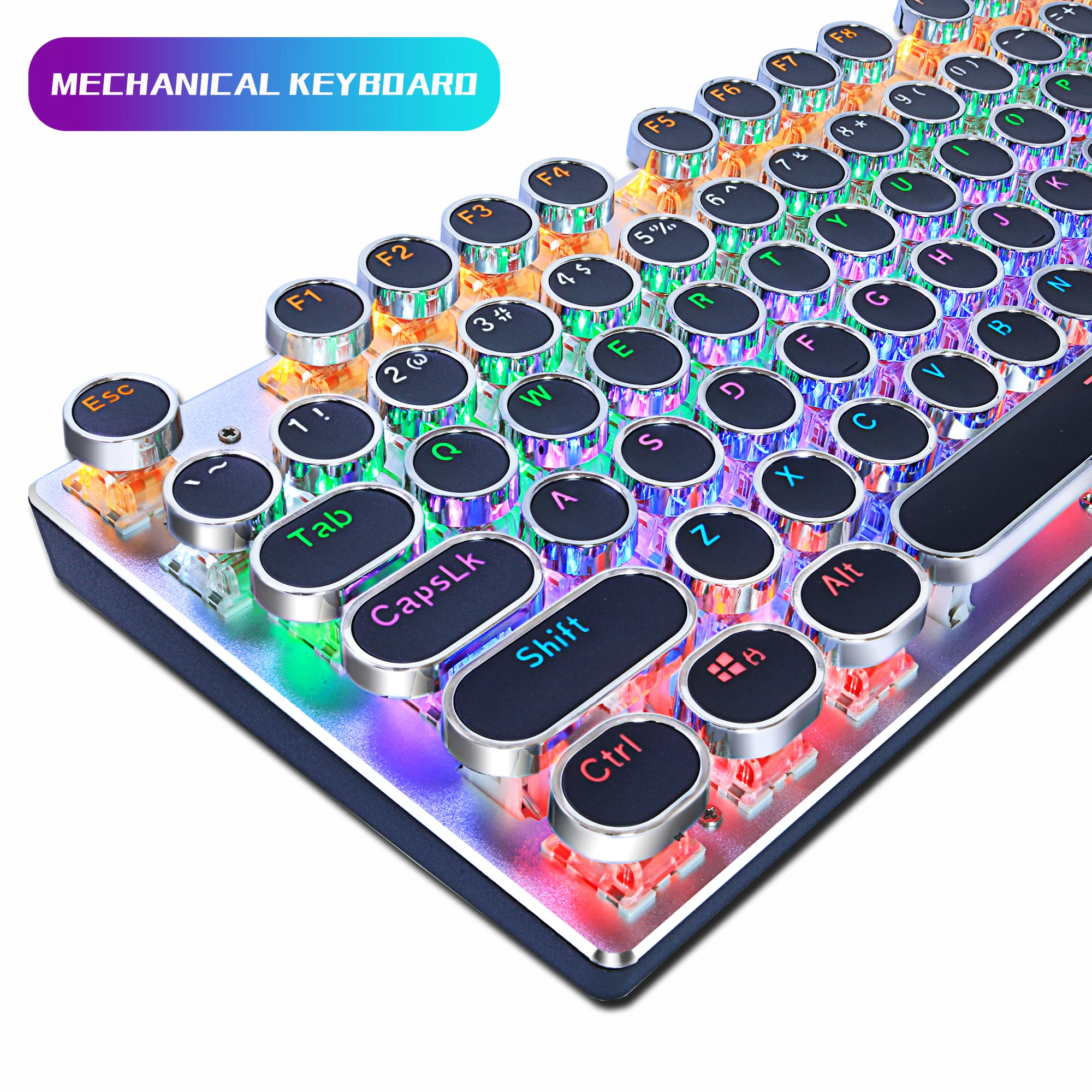 Игровая механическая клавиатура круглая с 87/104 клавишами синий/черный/красный