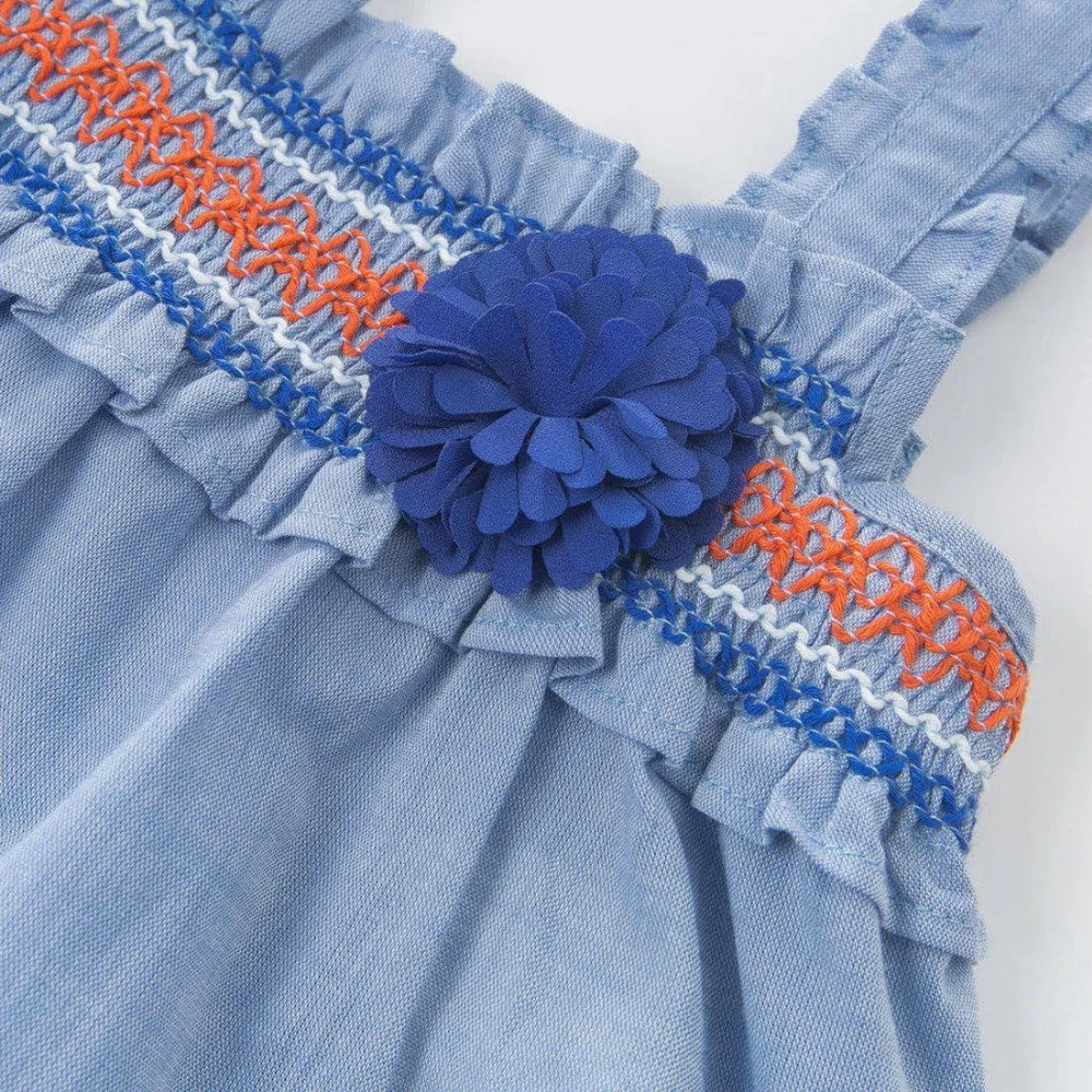 Бренд Одежда для девочек Дети Летнее платье маленьких принцессы Вышивка Сарафан