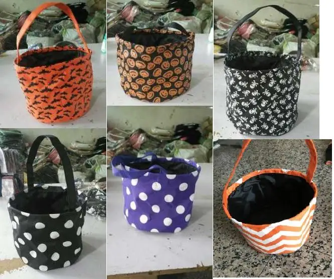 

50pcs/lot free shipping Wholesale Personality Halloween Bucket kids treat or trick bag monogram halloween gift bucket lin4480