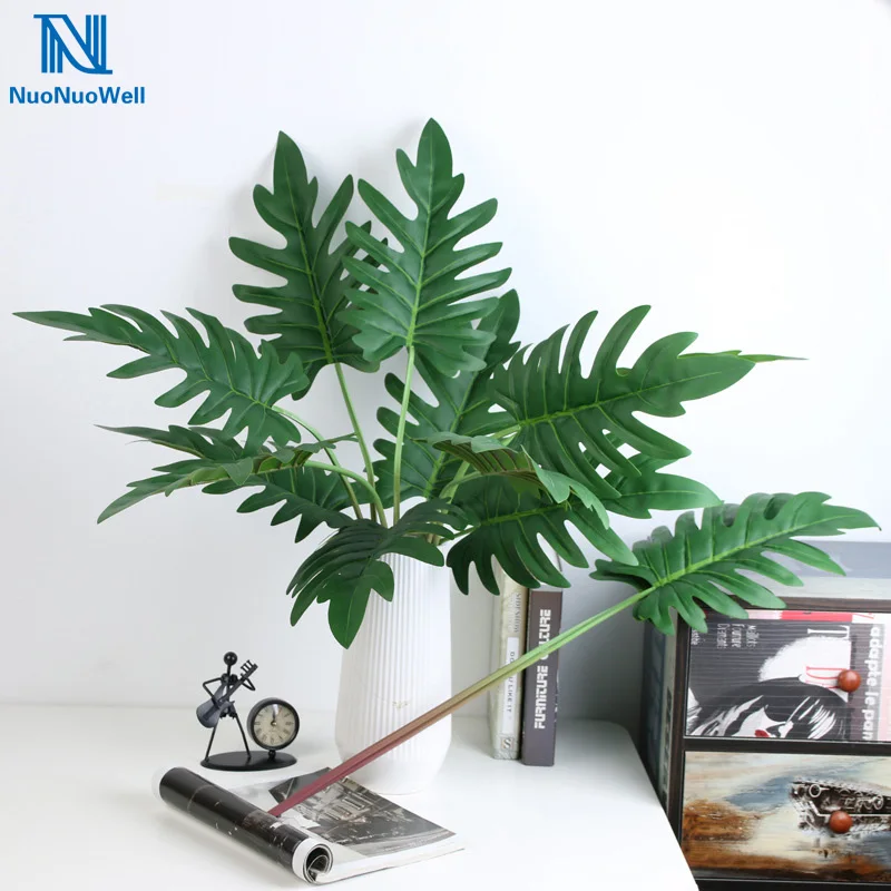 10 спреев зеленые листья Philodendron искусственные Monstera Evergreen лист растения Настоящее