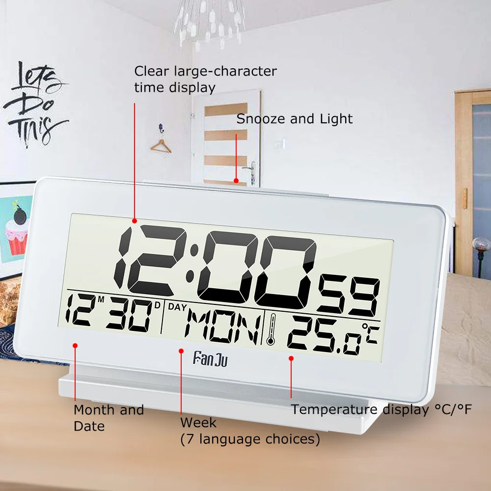 FanJu FJ3523 измеритель температуры цифровой будильник термометр Метеостанция LCD