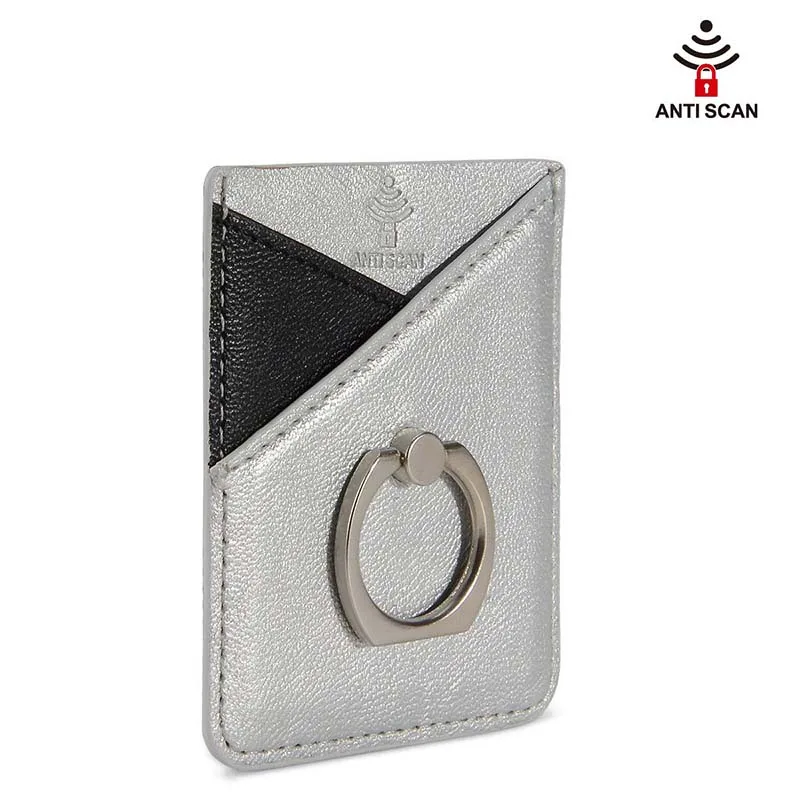 gray RFID для мужчин и женщин, кредитный ID держатель для карт, кошелек для сотового телефона для мужчин, карманная палочка на клейкой основе с кольцом на палец, подставка, надежная ручка - Цвет: gray