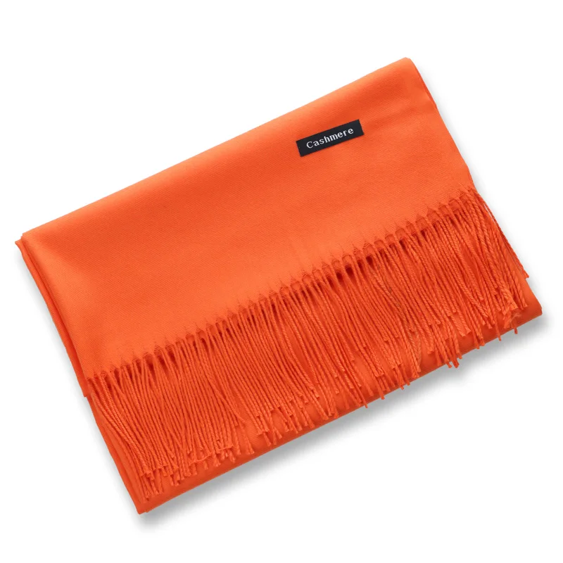 2018 Высокое качество Женские однотонные кашемировые шарфы синий кисточка леди