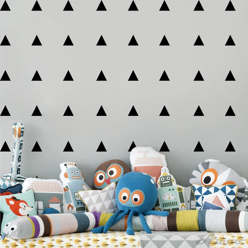 Cartoon Geometric triangle Wall Stickers Wallpaper PVC Waterproof Self Adhesive Art For Kids Bedroom Home Decor YQT099 | Дом и сад