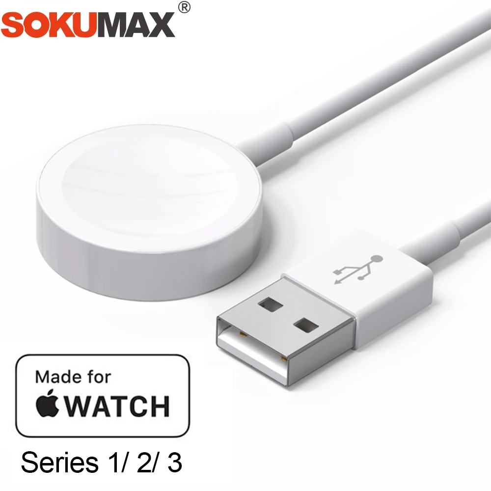 SOKUMAX оригинальный 1 м быстрый беспроводной Магнитный зарядный кабель для Apple Watch