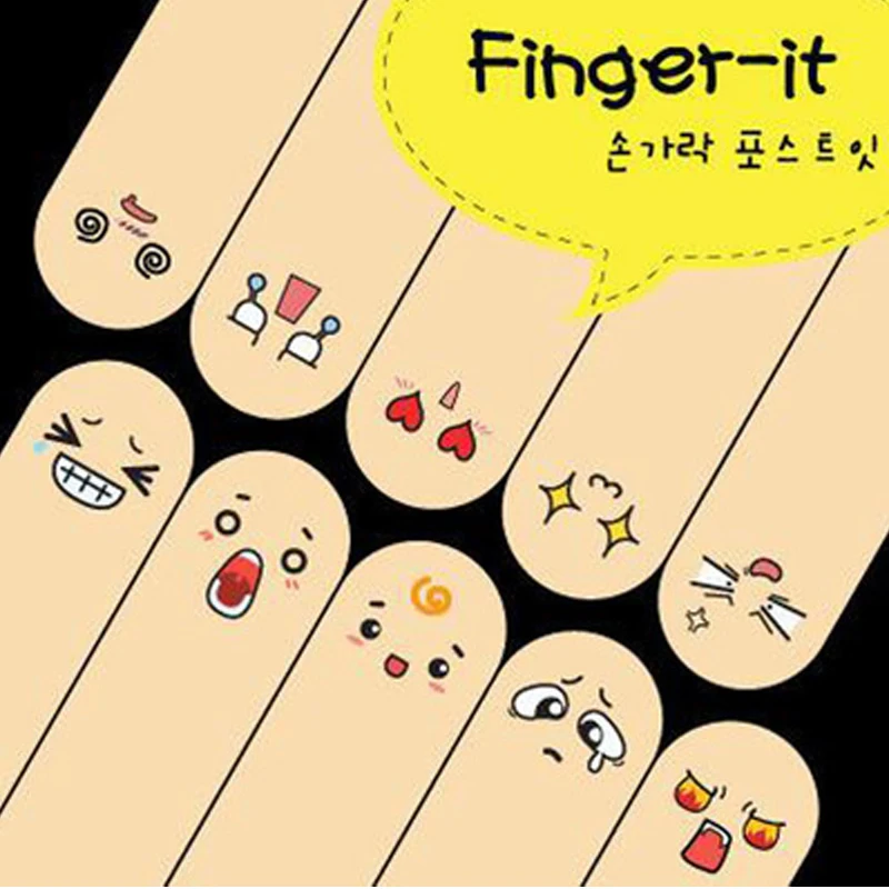 20papers/pcs Cartoon Mood Finger Stickey Notes And Bookmark stationery Post-it Lovely expression N times paste mood |