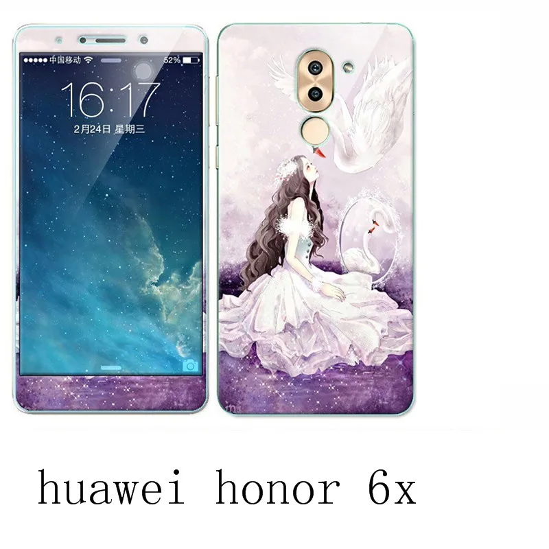 huawei honor 6x Case 360 Degree Protective TPU Cover+Color integrated tempered glass For Brand #0388 |