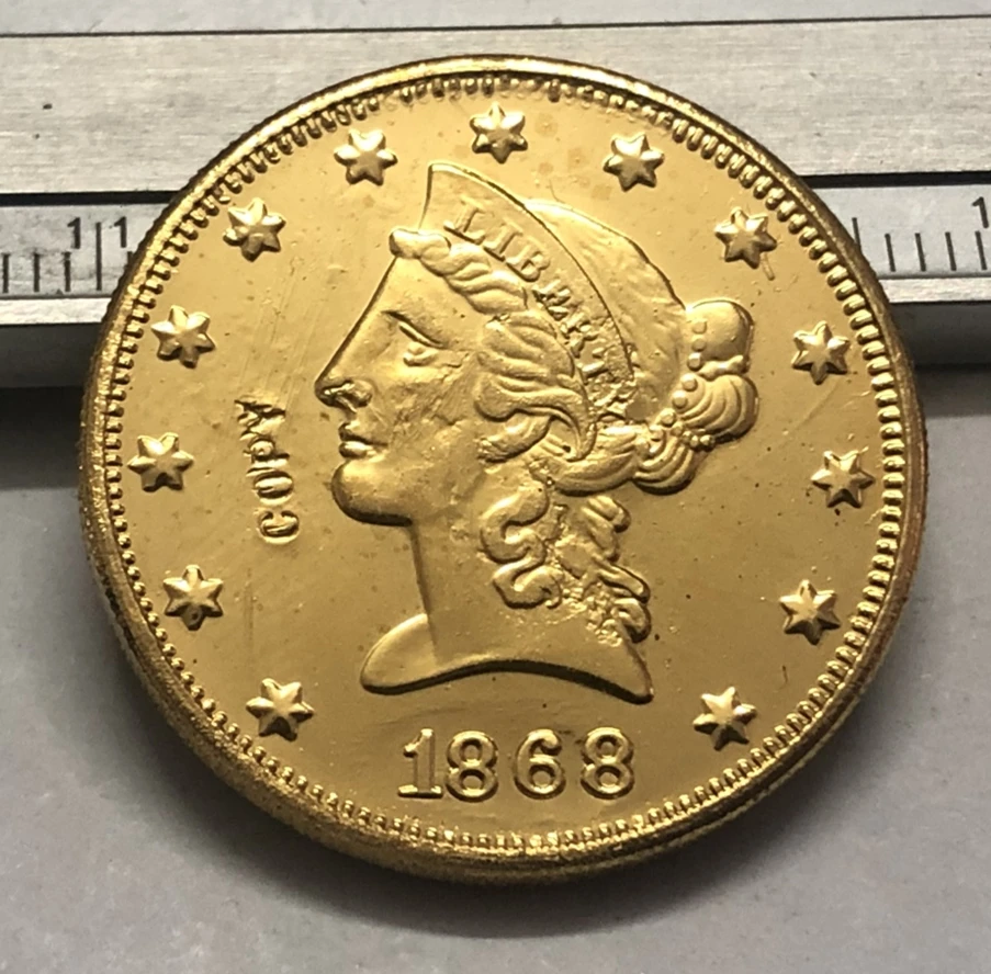 1868 Соединенные Штаты свобода голова (девиз на обратной стороне) $10 Золотая копия
