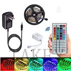 Водонепроницаемая светодиодная ленсветильник 5050 RGB 60, 5 м, 44 кнопки, пульт дистанционного управления, адаптер 12 В 3 А, ленточная лампа, Светодиодная лента, полный комплект