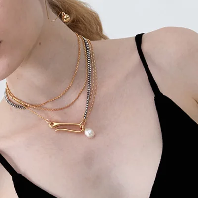 Pin Pearl нескольких элементов Японии Корея Дизайнер Регулируемый колье Цепочки и ожерелья бижутерии для Для женщин Colar Gargantilla