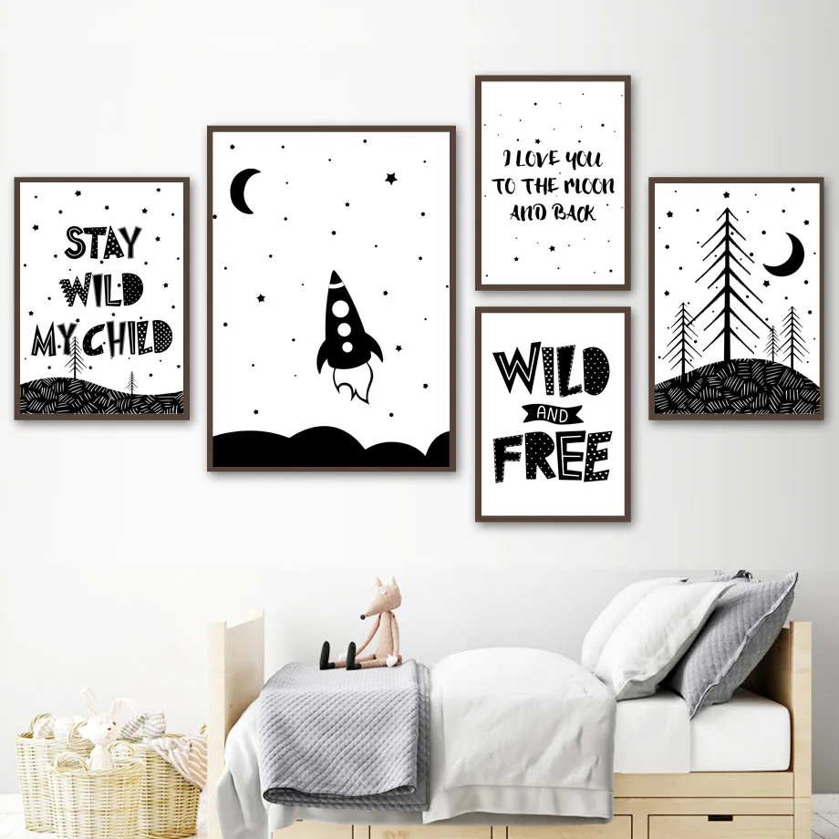 Rocket forest wild Free художественная стена с цитатой Холст Картина скандинавские постеры