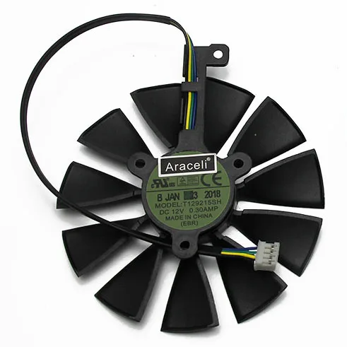 1PCS 87 мм T129215SH FDC10U12S9-C 4Pin RTX 2060 2070 2080 Ti GPU карты кулер вентиляторы для ASUS GeForce RTX2080 RTX2080Ti игровые карты вентилятор - Цвет лезвия: 1PCS