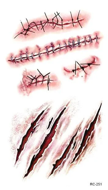 10 шт./лот Хэллоуин зомби шрамы татуировки с фальшивой паршей кровавый костюм