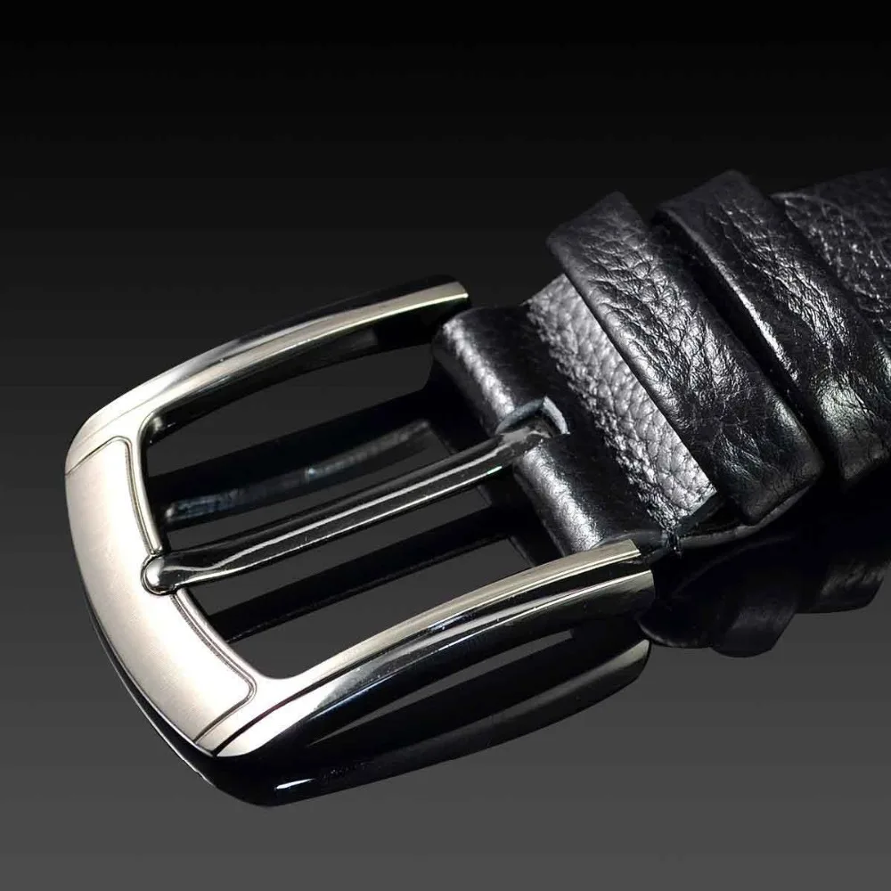 Deluxe Men's Belt Cowhide Needle Button Male Genuine Leather Litchi Manufacturer Wholesale Аксессуары для одежды